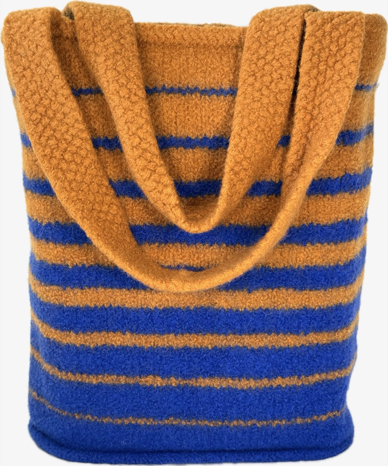 Royal blue and camel felted tote